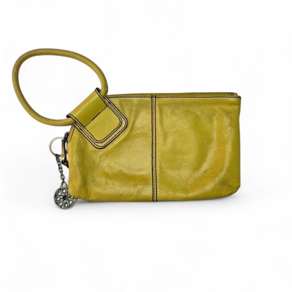 Hobo International Sable Yellow Leather Wristlet Clutch O Ring Handle Zipper